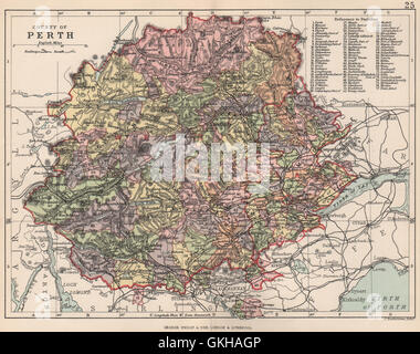 'County of Perth'. Perthshire. Parishes. BARTHOLOMEW, 1891 antique map Stock Photo