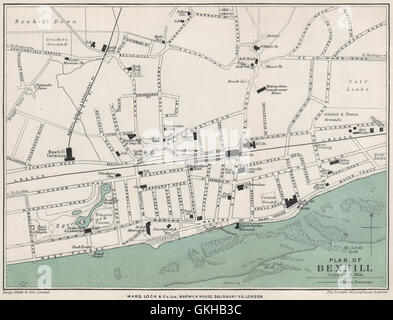 BEXHILL vintage town/city plan. Sussex. WARD LOCK 1950 old vintage map ...