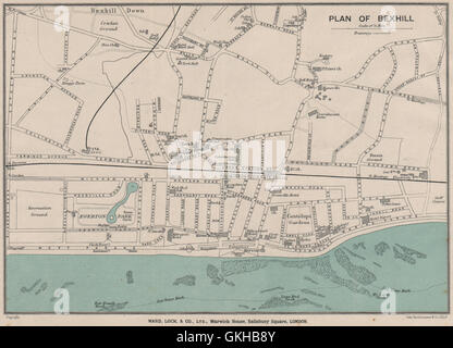 BEXHILL vintage town/city plan. Sussex. WARD LOCK 1950 old vintage map ...