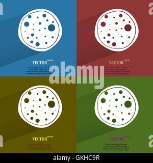 Color set Pizza. Flat modern web button with long shadow and space for your text Stock Vector