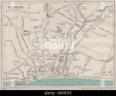 SIDMOUTH vintage town/city plan. Devon. WARD LOCK 1948 old vintage map ...