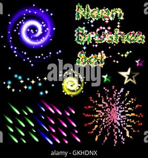 Set of neon brushes Stock Vector