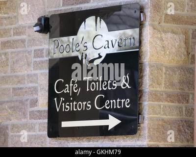 Poole's Cavern Sign, Buxton, Derbyshire, England, UK Stock Photo