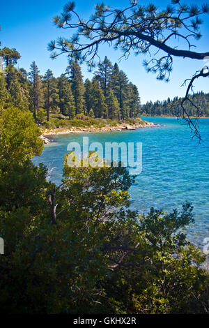 View of Rocky Lake Tahoe shoreline at D.L. Bliss State Park, California Stock Photo
