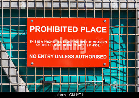 sign warning of a prohibited place under the official secrets act Stock Photo