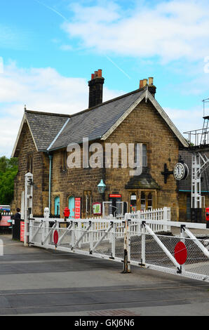 Level crossing at Grosmont Station North Yorkshire Moors England UK Stock Photo