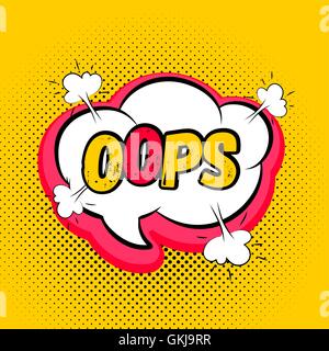 Speech red bubble Pop-Art Style. Lettering OOPS. Pop art red comic background. Funny balloon comics book background template. Stock Vector
