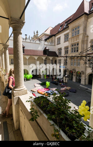 Weekend activities for the community in the inner courtyard of the Old town Hall in Bratislava Old Town in Bratislava, Slovakia Stock Photo