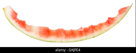 Peel of eaten watermelon isolated on white background Stock Photo