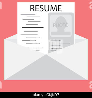 Templates resume in an envelope. Invite to job interview, job opportunity, vector illustration Stock Photo