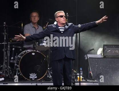 Suggs of the The Madness performs on stage at Cyfartha Park, Merthyr, South Wales Stock Photo