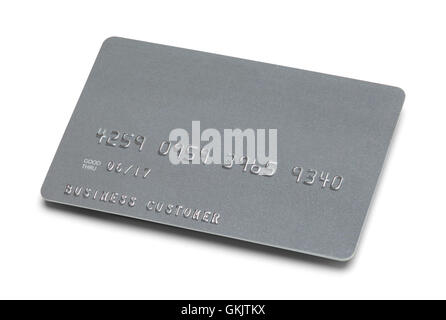 Grey Business Credit Card with Copy Space Isolated on White Background. Stock Photo