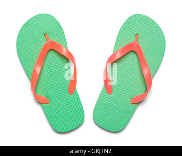 Pair of Light Green Flip Flops Isolated on White Background Stock Photo ...