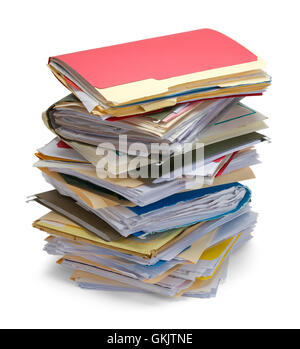 Large Stack Of Messy Files Isolated on White Background. Stock Photo