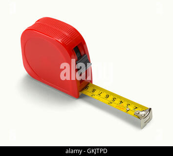 Red Tape Measure Isolated on White Background. Stock Photo