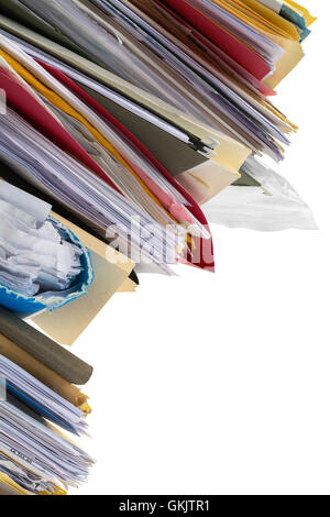 Stack of Leaning Files Isolated on White Background. Stock Photo
