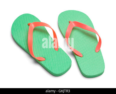 Pair of Flip Flops Isolated on White Background. Stock Photo