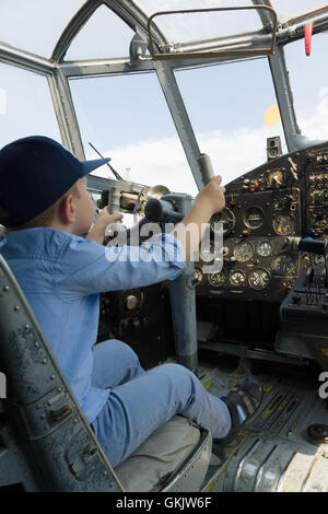 aircraft and helicopters preparing to fly close-up shot Stock Photo