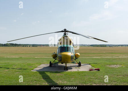 aircraft and helicopters preparing to fly close-up shot Stock Photo