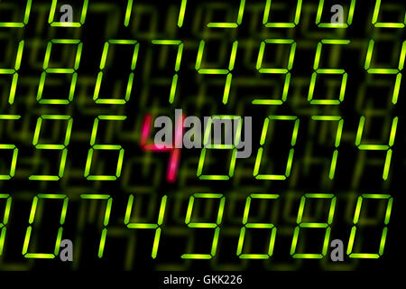 Digital numbers with one highlighted Stock Photo