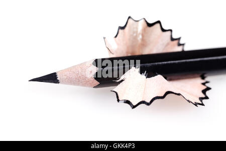 black sharpened pencil close-up on a white background Stock Photo