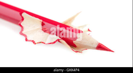 red sharpened pencil close-up on a white background Stock Photo