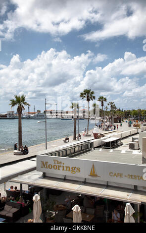 Promenade along Sea Front in Touristic Area of Paphos - Cyprus Stock Photo