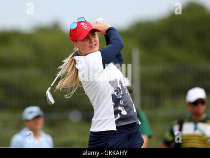 Great Britain's Charley Hull during her final round at the Olympic Golf Course on the fifteenth day of the Rio Olympics Games, Brazil. Stock Photo