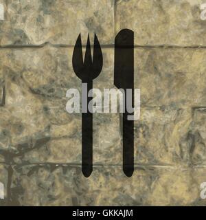 cutlery, knife, fork. Flat modern web button and space for your text Stock Vector
