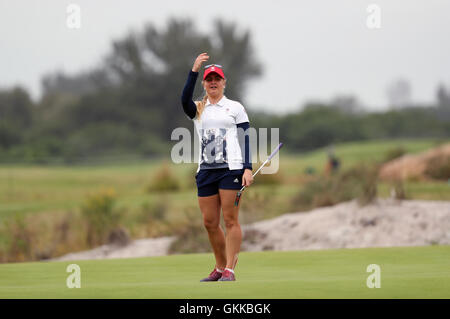 Great Britain's Charley Hull during her final round at the Olympic Golf Course on the fifteenth day of the Rio Olympics Games, Brazil. Stock Photo