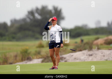 Great Britain's Charley Hull during her final round at the Olympic Golf Course on the fifteenth day of the Rio Olympics Games, Brazil. Stock Photo