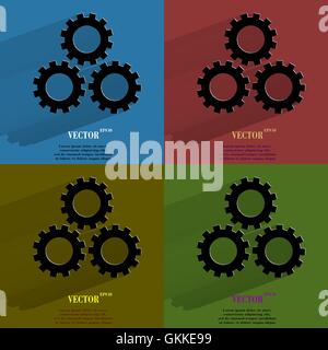 Color set Settings Sign web icon, flat design Stock Vector