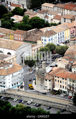 The French town of Anduze located in the department of Gard on the banks of the River Gardon at the foot of the Cevennes. Stock Photo