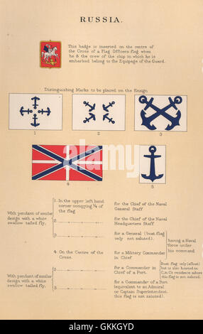 RUSSIA FLAGS. Badges. Equipage of the Guard mark. Chief of Staff. General, 1916 Stock Photo