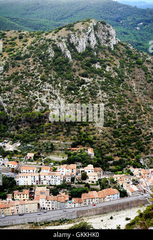 The French town of Anduze located in the department of Gard on the banks of the River Gardon at the foot of the Cevennes. Stock Photo