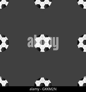 Soccer ball web icon. flat design. Seamless gray pattern. Stock Vector
