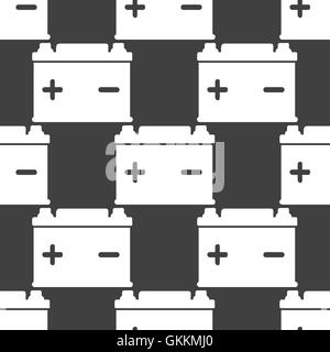 Car battery web icon. flat design. Seamless gray pattern. Stock Vector