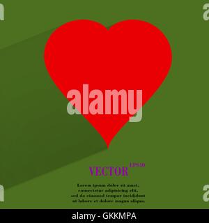 red heart web icon, flat design Stock Vector