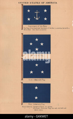 USA FLAGS. Secretary of the Navy. Admiral. Vice Admiral. Rear Admiral, 1916 Stock Photo