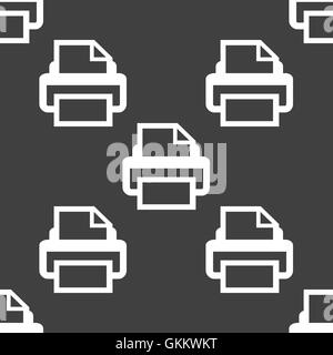 Printer web icon. flat design. Seamless pattern. Stock Vector