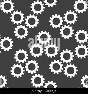 Settings Sign web icon. flat design. Seamless gray pattern. Stock Vector