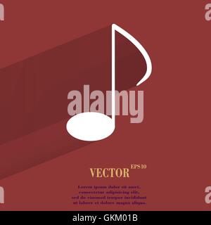 Music elements notes web icon, flat design Stock Vector