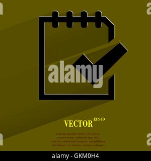 Notepad paper Documents. Flat modern web button with long shadow and space for your text. Stock Vector
