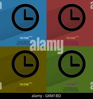 Color set Watch. Flat modern web button with long shadow and space for your text. Stock Vector