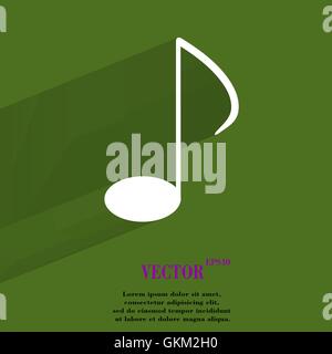 Music elements notes web icon, flat design Stock Vector