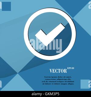 check mark. Flat modern web design on a flat geometric abstract background Stock Vector