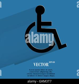 disabled. Flat modern web button with long shadow and space for your text. Stock Vector