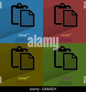Color set blank paper. Flat modern web button with long shadow and space for your text. Stock Vector