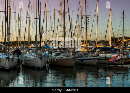 Boats in marina in Pula, Istria, Croatia. A very beautiful scene Stock Photo