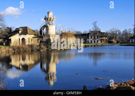 Queen's Hamlet in the park of the castle of Versailles Stock Photo